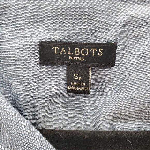 Talbots Petite Blue Chambray 100% Cotton 1/3 Button Long Sleeve Pullover Sz SP - Picture 5 of 7